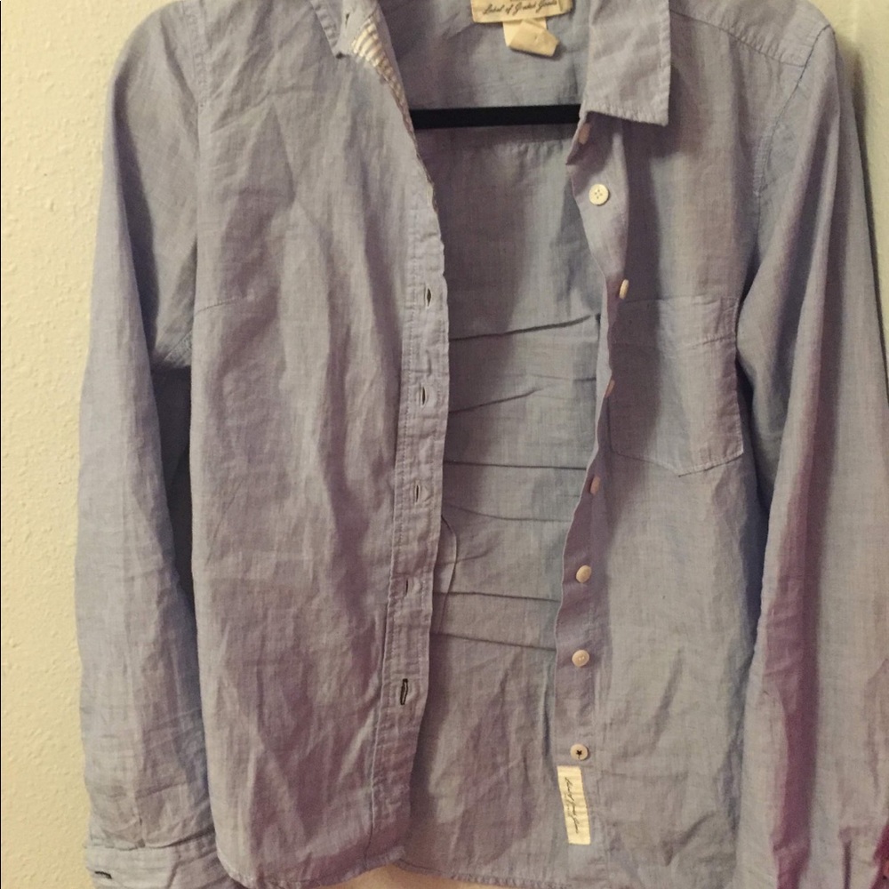 Blue button up T-shirt